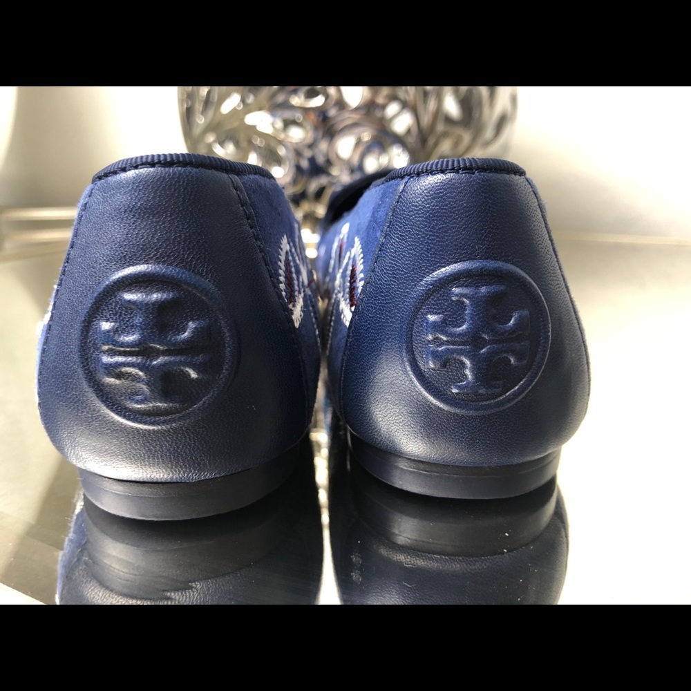Tory Burch Embroidered Floral Smoking Slipper